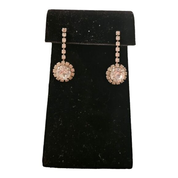 Vintage Crystal Drop Glamorous Dazzle Post Earrings - Picture 3 of 7